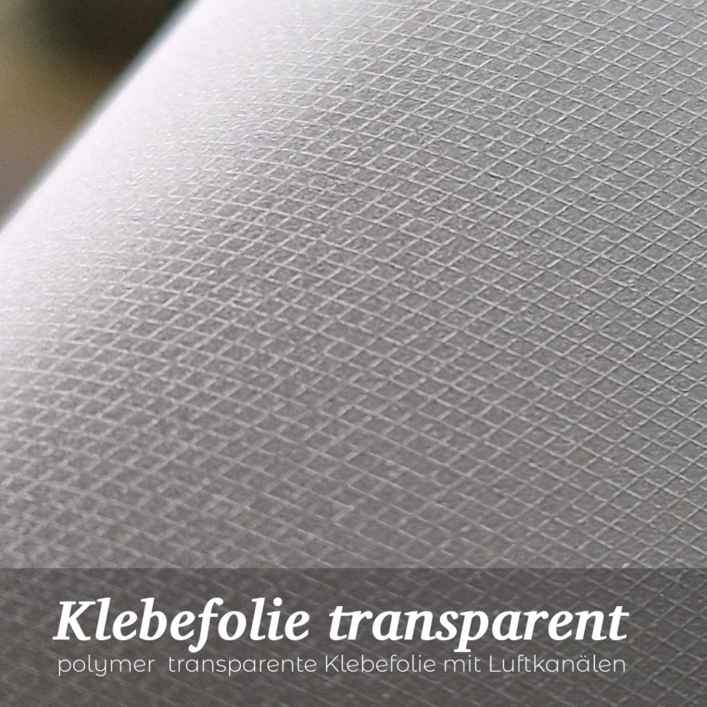 polymer  transparente Klebefolie trocken verkleben mit Luftkanälen  2